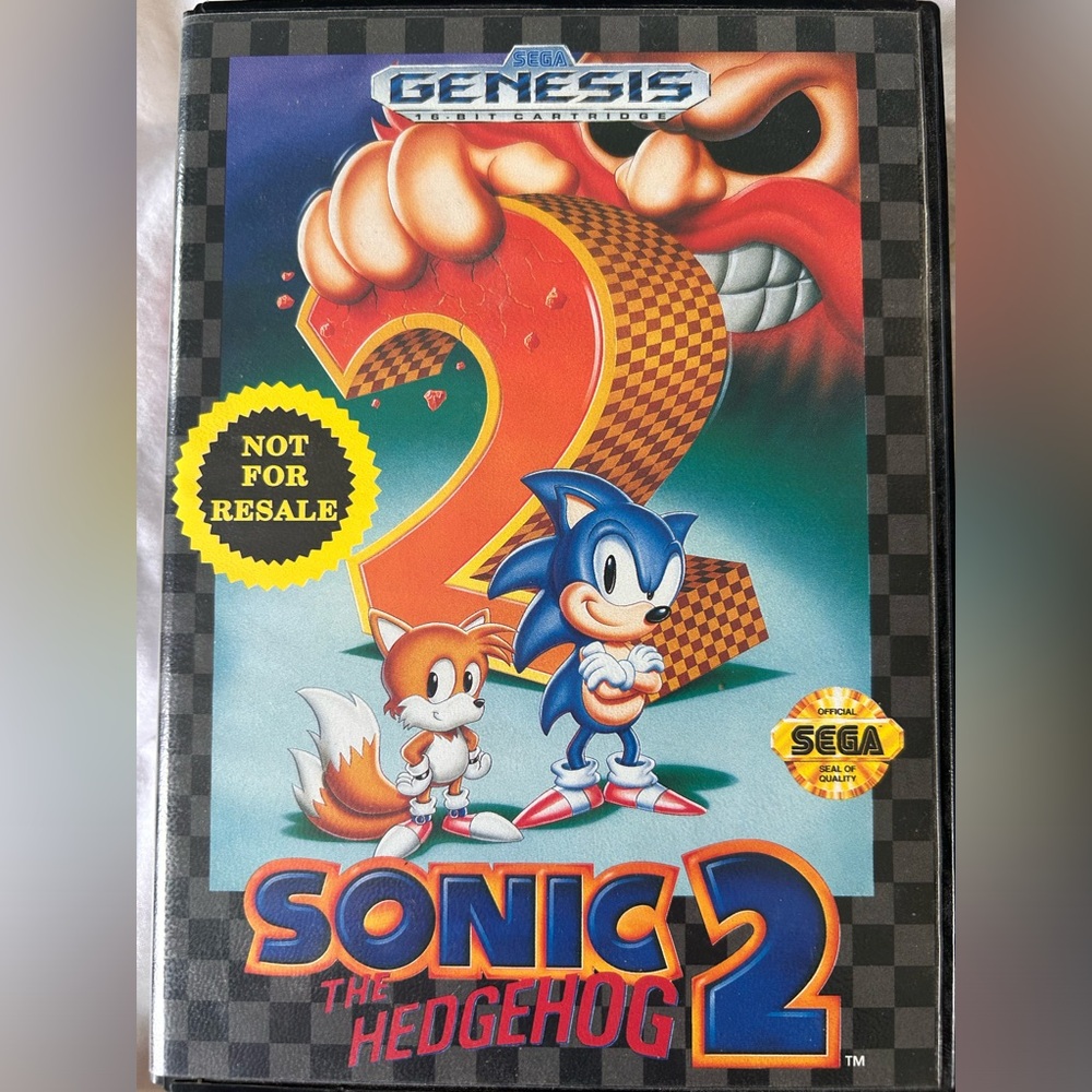 Sonic 2 The Hedgehog SEGA Genesis 1992 game cartridge